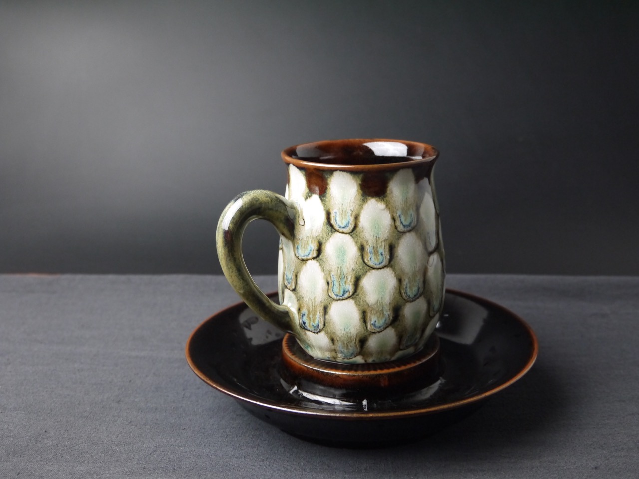 0903-004 孔雀开屏 黑珍珠天目 自由杯 办公杯 马克杯